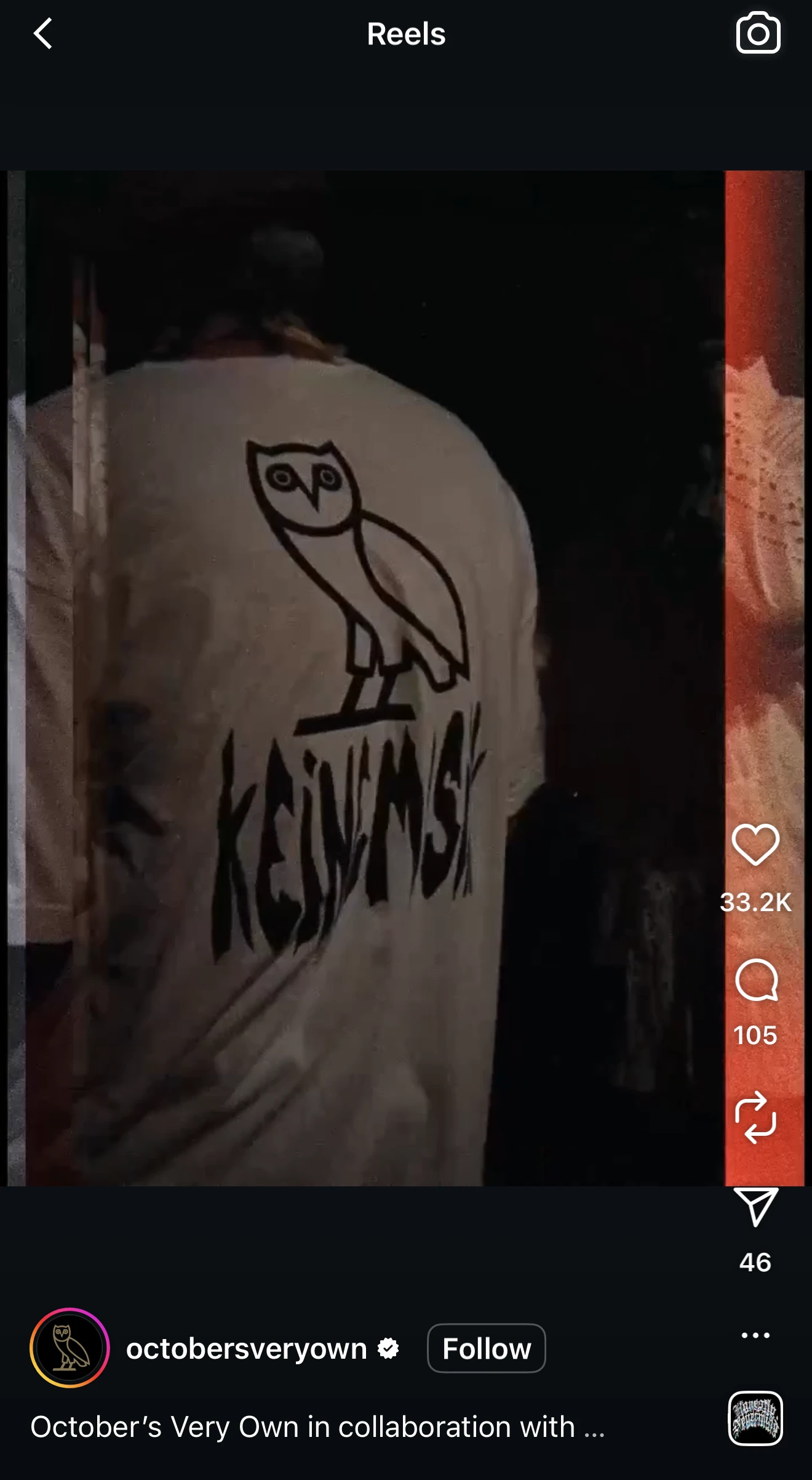 OVO Instagram Reel — 33.2K likes