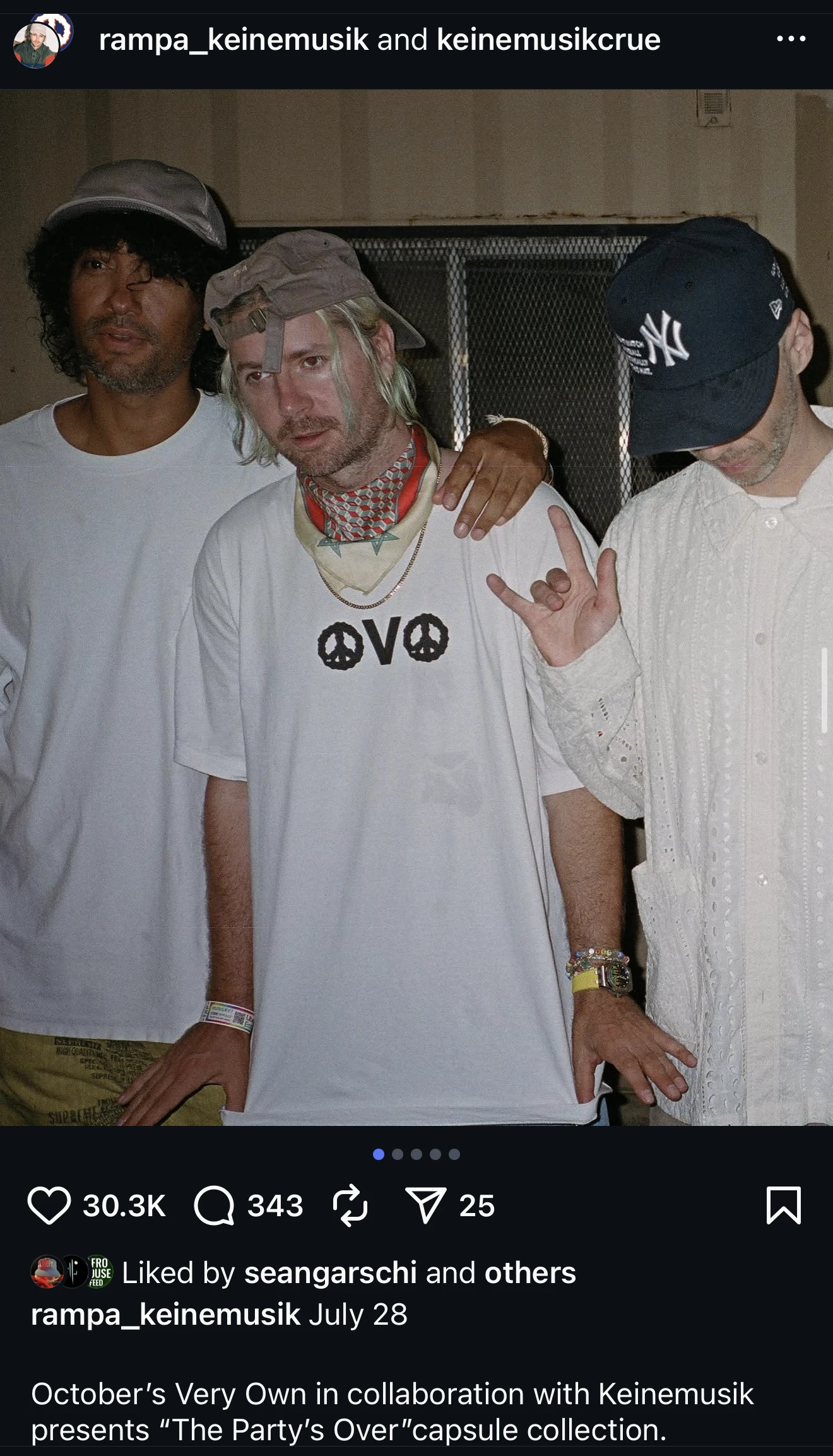 Rampa wearing OVO × Keinemusik tee — backstage at Brooklyn Mirage