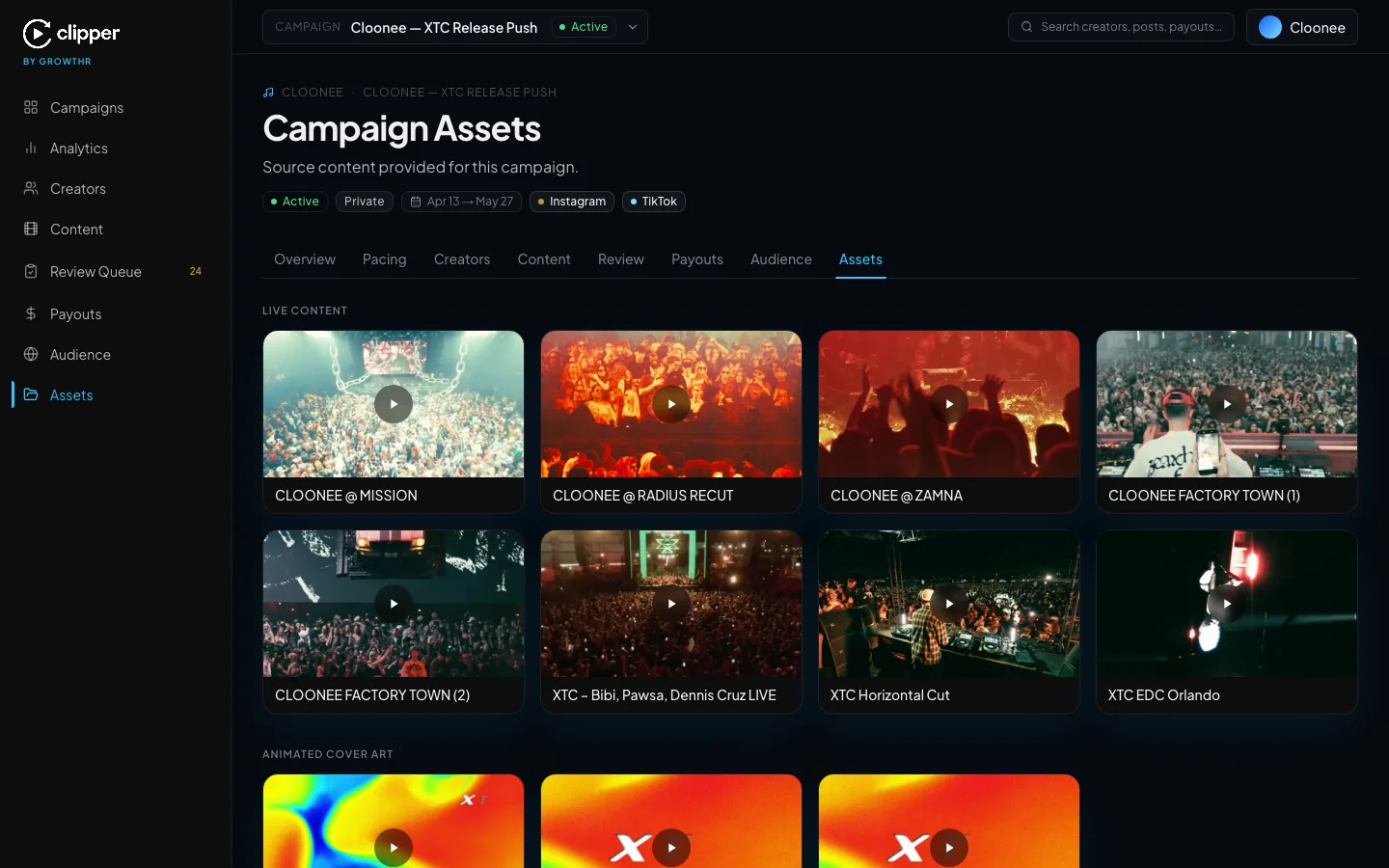 Clipper content tracking